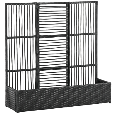 Outsunny Blumenkasten mit Spalier, wetterfest, Polyrattan, 103 x 29 x 103 cm, Schwarz