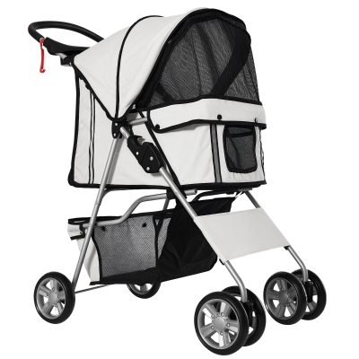 PawHut Chariot Poussette Chien Chat Gris Porte-Gobelet