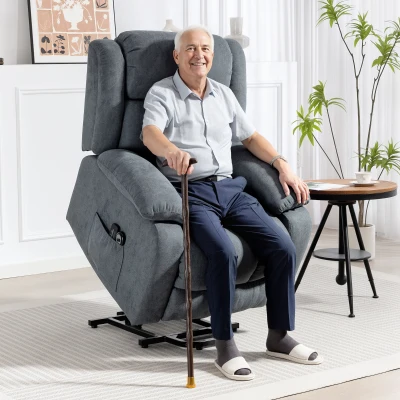 HOMCOM Power Lift Recliner Chair with Vibration Massage, Lift Chair for Elderly with Footrest, Remote, Side Pocket, Grey