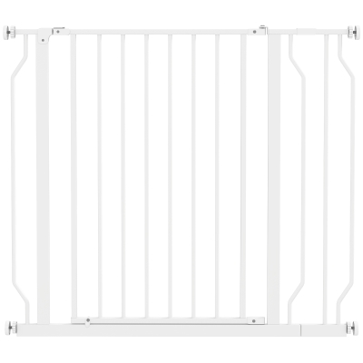 PawHut Veiligheidshek voor honden, barrière, muurbevestiging met drukknopen, verstelbaar van 75 cm tot 95 cm, wit