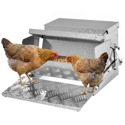 PawHut Automatic Treadle Chicken Feeder Galvanised Steel 11.5KG