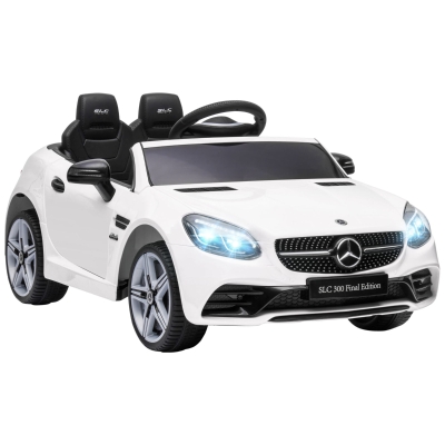 AIYAPLAY Carro Elétrico Mercedes SLC 300 12V com Faróis LED Buzina Música TF USB e Abertura da Porta 3-5km/h 107x62,5x44 cm Branco