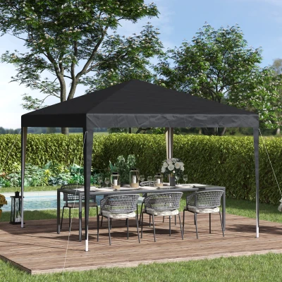 Outsunny Paviljoen, 2,95 x 2,95 m Pop-up Vouwpaviljoen, Tuinpaviljoen, Partypaviljoen, UV-bescherming, Staal+Oxfordstof, Zwart