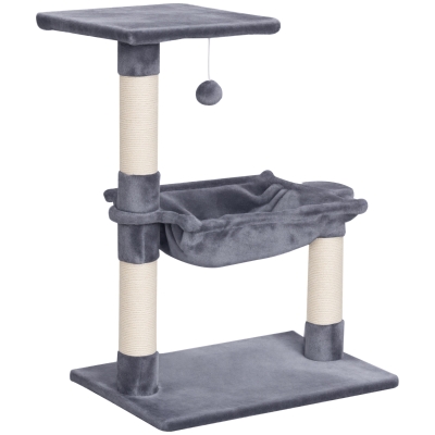 PawHut Cat Tree with Bed & Scratching Post Grey