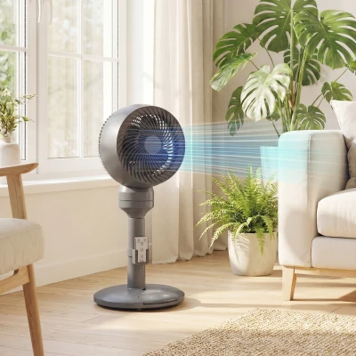HOMCOM Pedestal Cooling Fan 9 Inch 3 Speed Grey