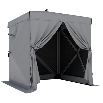 Outsunny Pavillon 1,85x1,85m Wasserdicht Stabil Winterfest Pop-up Faltpavillon mit 4 Mesh-Seitenteilen Tasche, UV 30+