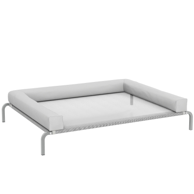 PawHut Cama Elevada para Cães com Latertais Amovíveis Cama Elevada para Cães Grandes Portátil com Malha Respirável 130x90x30 cm Cinza Claro