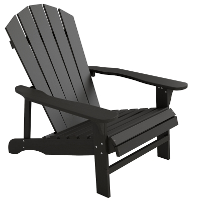 Outsunny Adirondack-stoel, weerbestendig, houten tuinstoel met hoge rugleuning en armleuningen