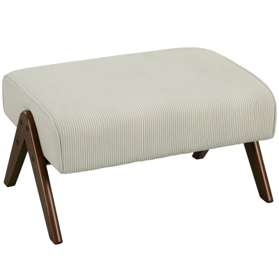 HOMCOM Reposapiés de Salón Taburete Bajo con Asiento Acolchado Patas de Madera para Sala de Estar Dormitorio 69x47x36 cm Beige