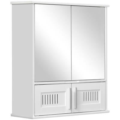 Kleankin Bathroom Mirror Cabinet White with Double Doors
