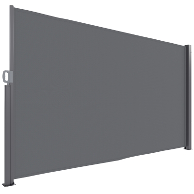 Outsunny Seitenmarkise ausziehbar blickdicht Sichtschutz mit Wandhalterung  Beschichtung 300x180cm Dunkelgrau