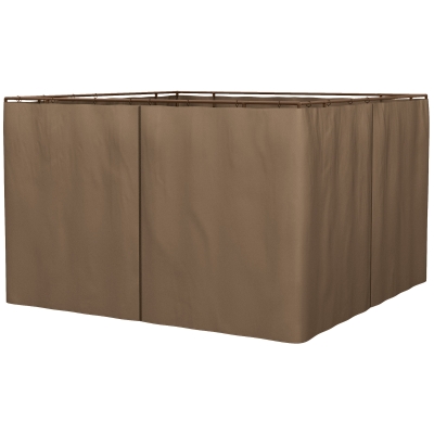 Outsunny 4 Paredes Laterais para Tenda 302x205 cm Laterais para Tenda Universal com Ganchos e Argola em C para Jardim Terraço Marrom