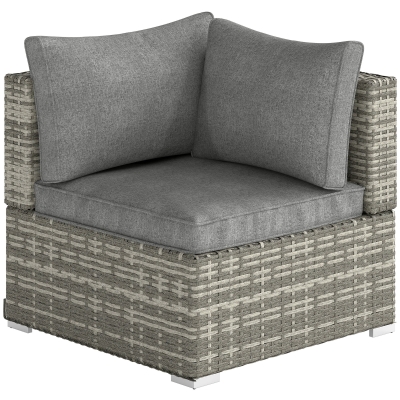 Outsunny Rattan Corner Sofa Light Grey with Cushions