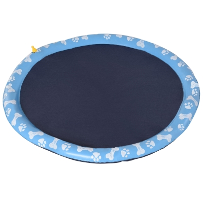 PawHut hondenbad, peuterbad, met watersproeier, rond, antislip, blauw, Ø150 cm