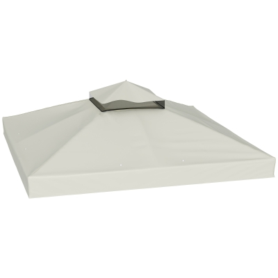 Outsunny 3 x 3 m Ersatzdach für Pavillon, Pavillon-Ersatzplane mit Wasserablauf-Löchern, UPF30+, Sonnenschutz, Hellgrau