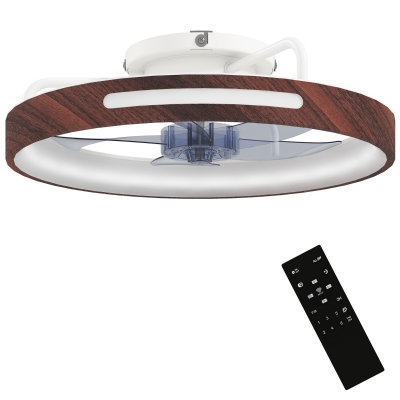 HOMCOM Ventilador de Teto com Luz LED 40 W Motor DC Reversível Comando à Distância 6 Velocidades 3 Cores Temporizador Teca