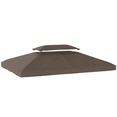 Outsunny Teto de Reposição 4x3 m com Teto Duplo Orifícios de Drenagem e Proteção UV Apenas Teto NÃO Inclui Estrutura Castanho