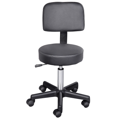 HOMCOM Rolkruk, werkstoel, cosmetische stoel, draaistoel, kruk, professionele salonstoel, zwart