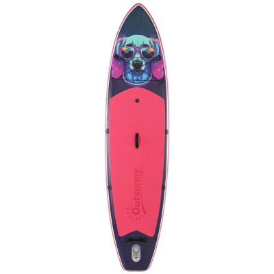 Outsunny Sup Gonfiabile con Accessori 335x82x15 cm Blu e Rosa