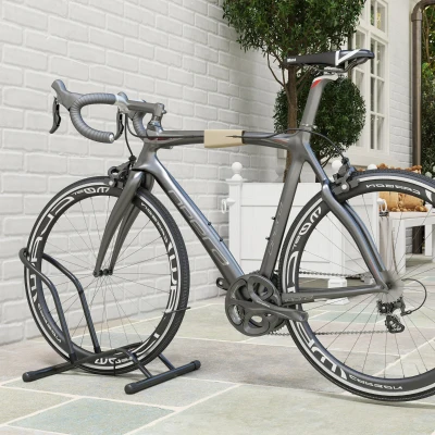 SPORTNOW Fahrradständer für Fahrräder Stahl Fahrradhalter mit 85 mm Reifenbreiten freistehender 59 x 41 x 38 cm Schwarz