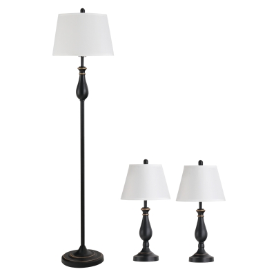 HOMCOM Set van 3 lampen 1 vloerlamp (ø30 x 62 cm) + 2 tafellampen (ø38 x 158 cm)