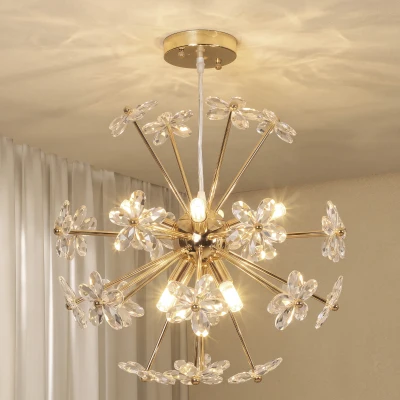HOMCOM Crystal Pendant Light Modern Adjustable Ceiling Clear