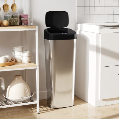 HOMCOM Stainless Steel Sensor Bin 50L Silver