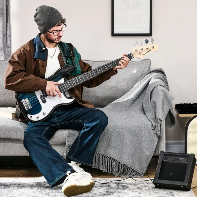 SPORTNOW Full-Size Electric Bass Guitar 4-String Black