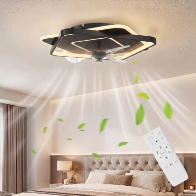 HOMCOM Deckenventilator mit Licht und Fernbedienung, LED-Deckenventilator mit 6 Geschwindigkeiten, 3 Farbtemperaturen