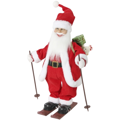 HOMCOM Singing Skiing Santa Animated Figure 2ft Christmas Red