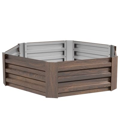 Outsunny Plantenbak Tuinbak Kruidenbak, weerbestendig, open bodem, 113 x 98 x 30 cm, Donkerbruin