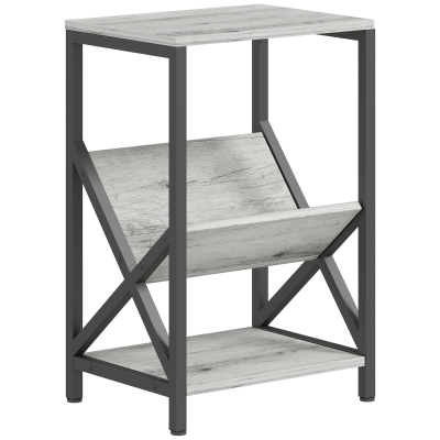 HOMCOM Table d'Appoint 3 Niveaux Rangement Acier Gris Foncé