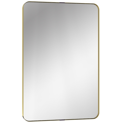HOMCOM Wall-Mounted Mirror Aluminium Frame 90x60cm Gold