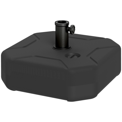 Outsunny Base para Sombrilla Cuadrada Soporte de Parasol de Postes Ø38 mm Ø48 mm Rellenable de Arena 25 kg o Agua 20 kg Negro