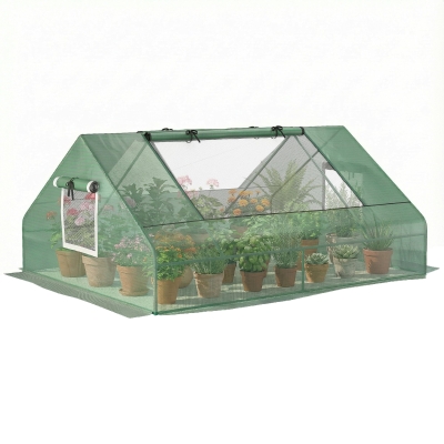 Outsunny Serra da Giardino in Acciaio e PE con Porte 180x140x80cm