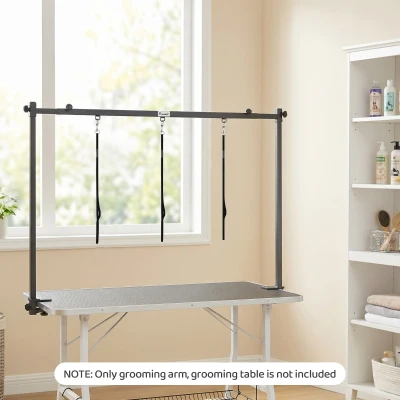 PawHut Dog Grooming Table Arm Adjustable with 3 Nooses Black