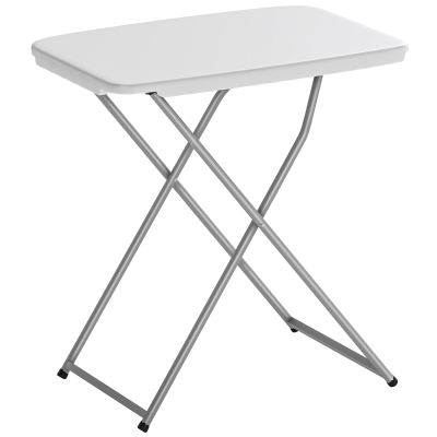Outsunny Mesa Dobrável de Campismo 75x50x73,5 cm com Altura Ajustável em 5 Níveis com Bancada em HDPE e Estrutura Metálica Branco