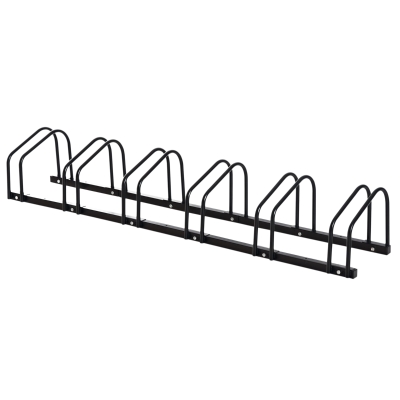 HOMCOM Bike Stand Locking Rack Black 179L x 33W x 27H