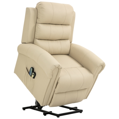 HOMCOM Poltrona Reclinável Elétrica Levanta Pessoas com Massagem Vibratória e Aquecimento  98x96x105 cm Creme