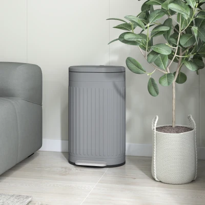 HOMCOM Poubelle 30L Soft-Close Gris avec Seau Amovible