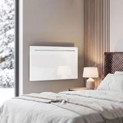 HOMCOM Radiador painel inteligente mural/em pé 1500 W, programador semanal, deteção de janela aberta, anti-congelamento, branco