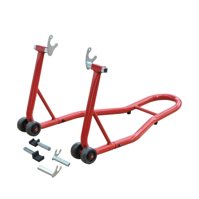 HOMCOM Béquille Moto Arrière Roulettes Rouge Noir