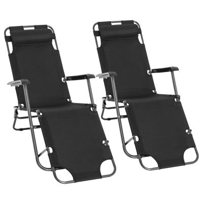 Outsunny 2-Piece Folding Reclining Sun Lounger Black