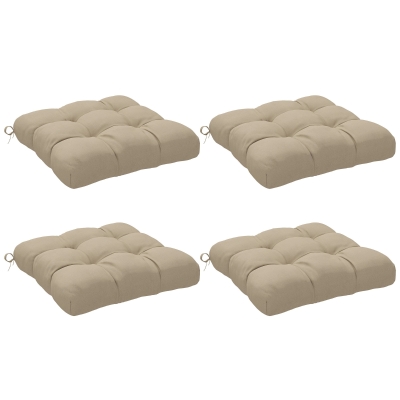 Outsunny Conjunto de Cojines para Sillas de Comedor y Jardín Impermeable y Anti-UV con 2 Cordones de Fijación 48x48x10 cm Caqui