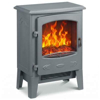 HOMCOM Electric Fireplace Freestanding Log Burner 2000W Grey