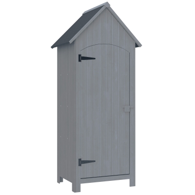 Outsunny Armoire Jardin Bois Gris Toit Bitumé 77,5x54,2x179,5cm