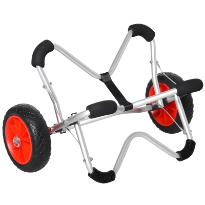 HOMCOM Kajakwagen Alu Bootswagen faltbare transportwagen Kunstleder-Reifen Silber 75 kg 75 x 43 x 46 cm