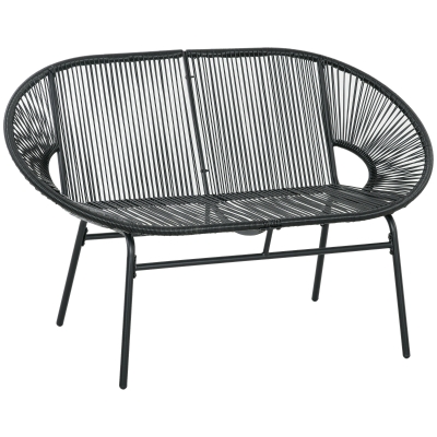Outsunny Rattansessel Relaxsessel im Boho-Stil, 132 cm x 72 cm x 83 cm, Schwarz