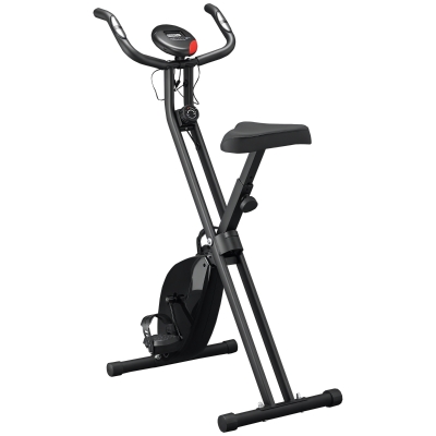 HOMCOM Cyclette Pieghevole con Altezza Regolabile Nera