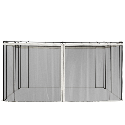 Outsunny Vervangend muggennet voor 3 x 4 m tuinpaviljoens, vliegengaas, met ritsen, polyester, zwart